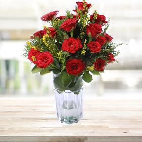 Red Roses on Glass Jar