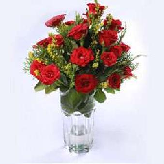 Red Roses on Glass Jar